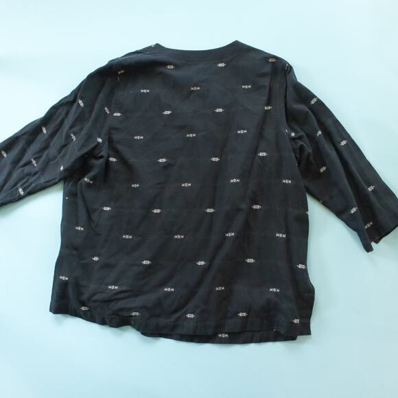 Eileen Fisher Woman Black Embroidered 3/4 Sleeve Tunic Blouse Size 1X Organic - Picture 7 of 7